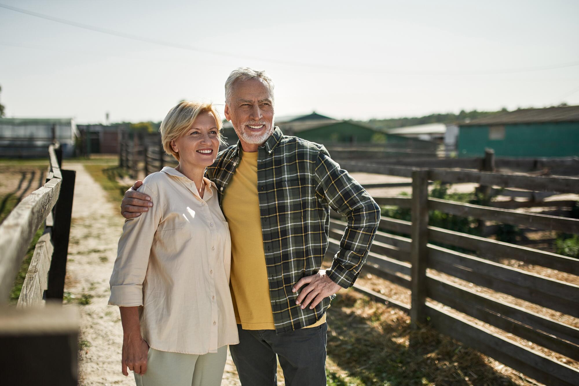 Elderly couple at the farm